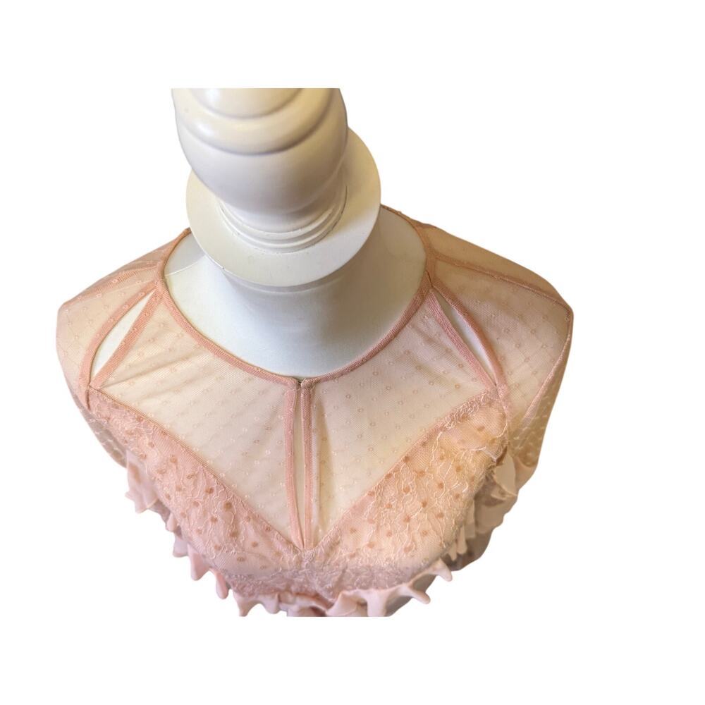 GUESS romantic lace and ruffled light pink long sleeve blouse womens large - Picture 3 of 11